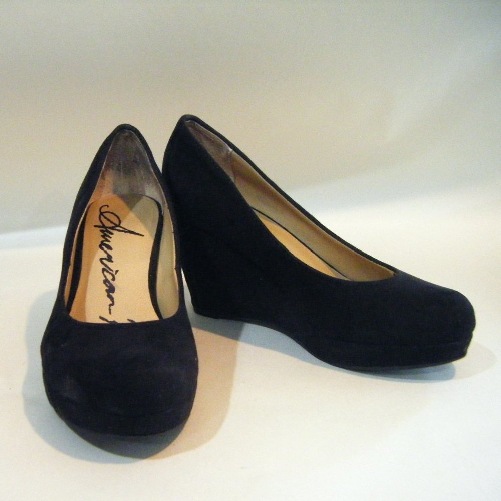 American Rag Black Faux Suede Kenna Wedge Heel